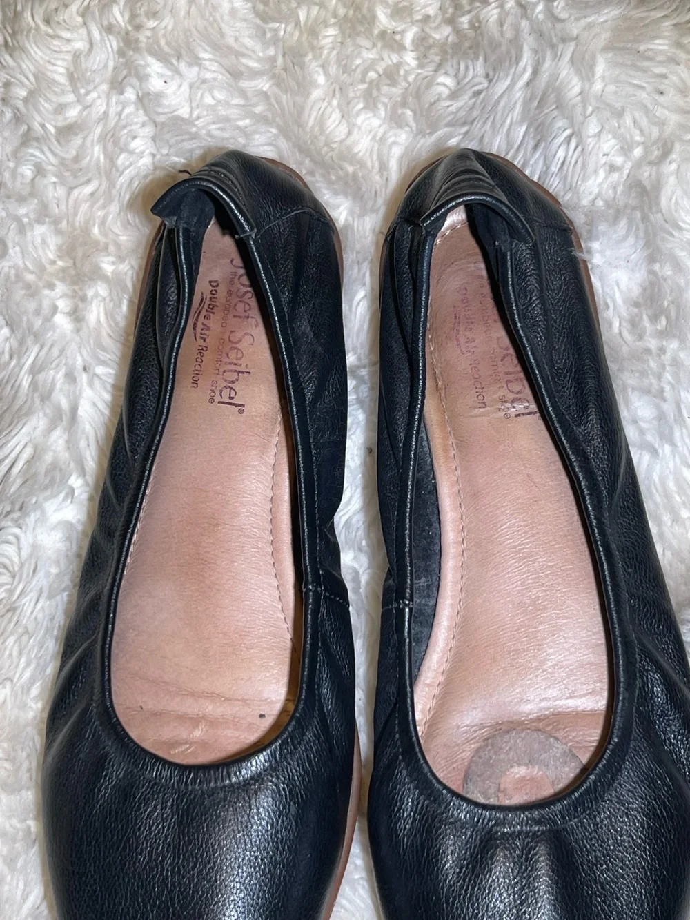 Josef Seibel fenja 01 Black Leather Women's Ballet Flats shoes size 9